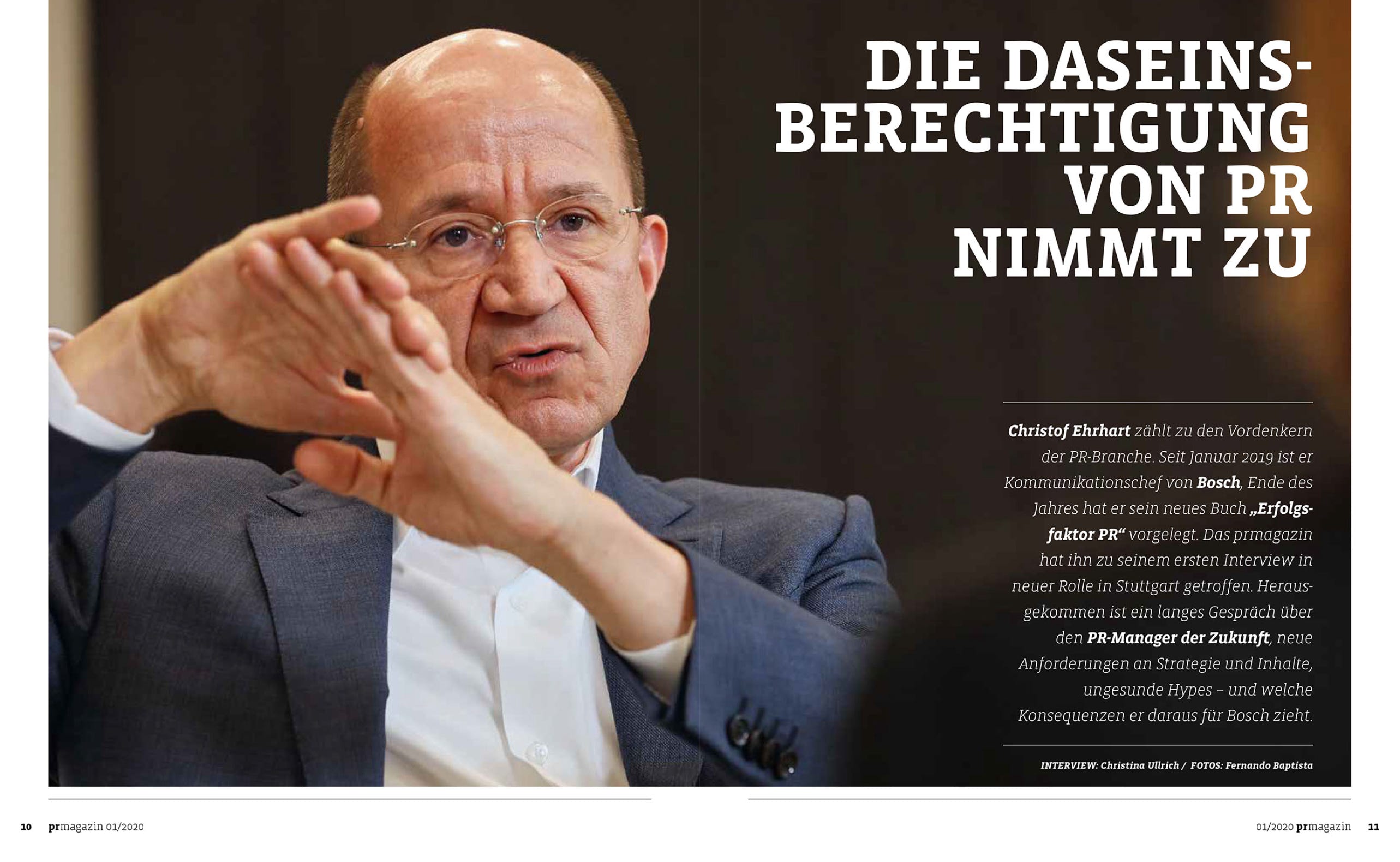 Titelgeschichte prmagazin über Bosch-Telekommunikationschef Cristof Erhart